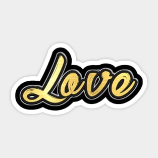 Shiny black and gold LOVE word design Sticker